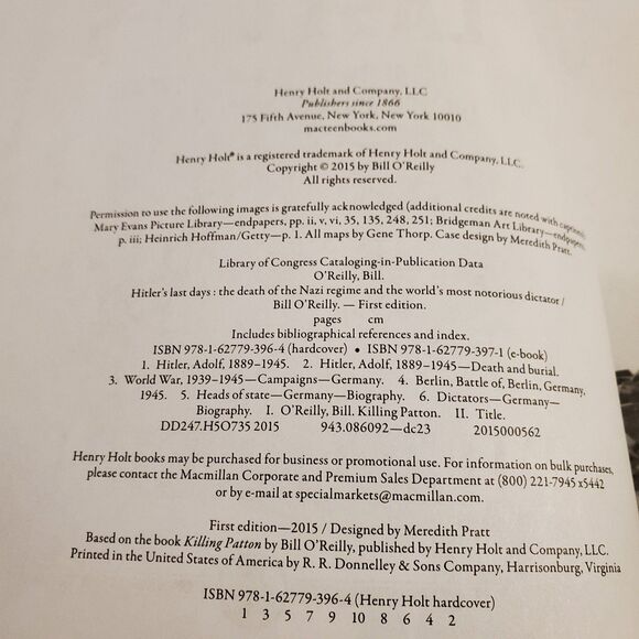 Hitler's Last Days hardcover book by Bill O'Reilly first edition - Picture 6 of 7